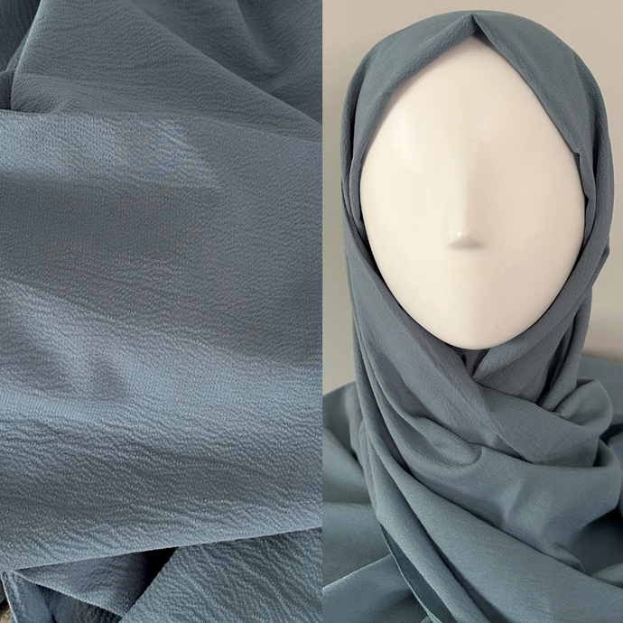 Light Crepe Scarves -Defne- Cadet Blue