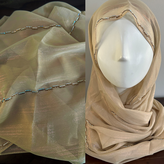 Sparkle Ribbon  Scarves - Straw Beige