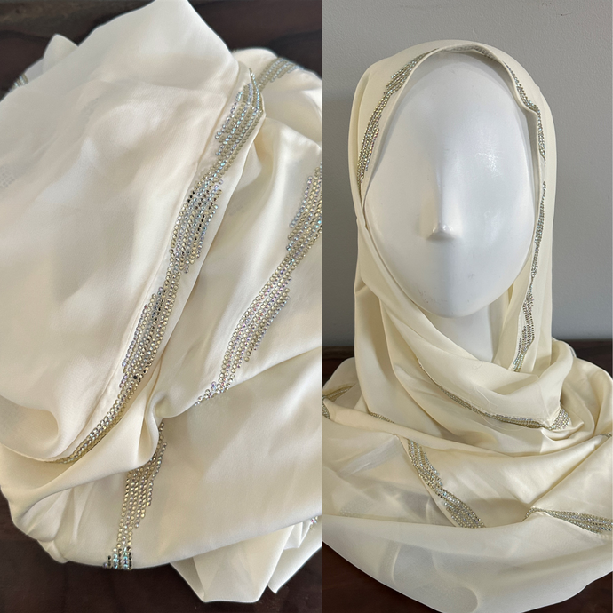 Crystal Waves Chiffon Scarves - Ivory