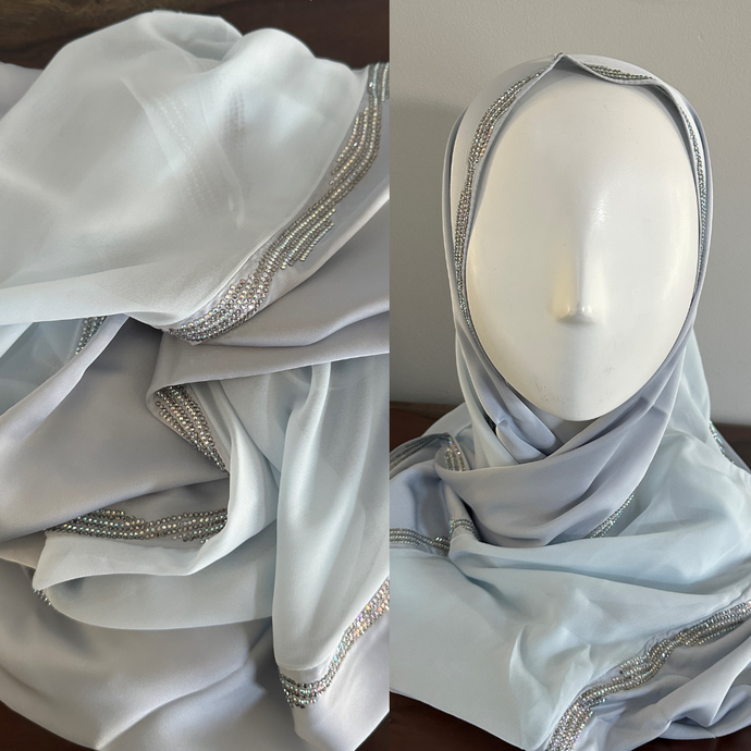 Crystal Waves Chiffon Scarves - Ice Blue