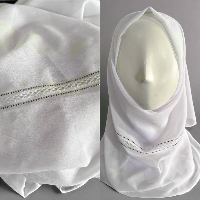 Foulards en mousseline de soie - Garniture au crochet-Blanc