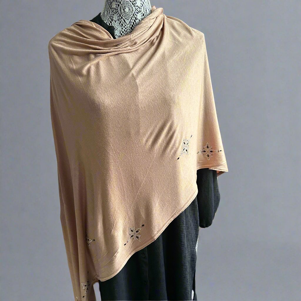 Jersey Scarves- Stone Patterns- Caramel