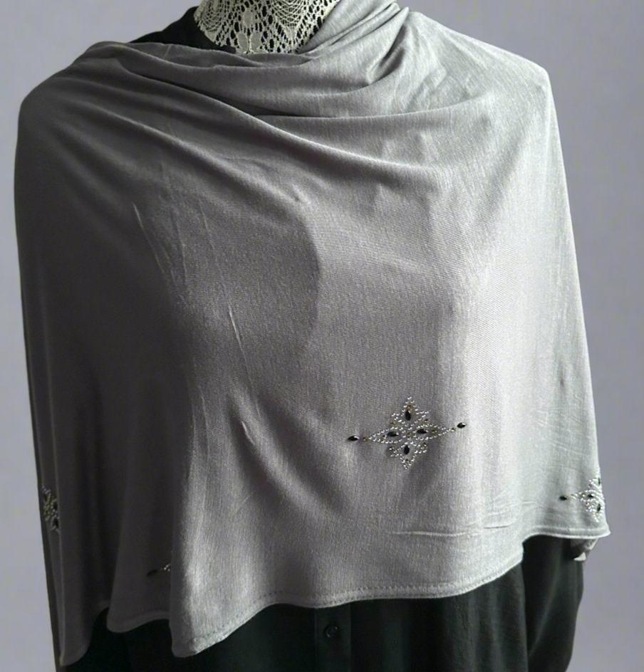 Jersey Scarves- Stone Patterns- Grey