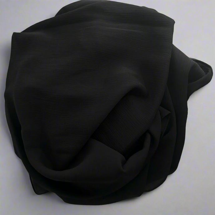 Crinkle Chiffon Scarves- Black