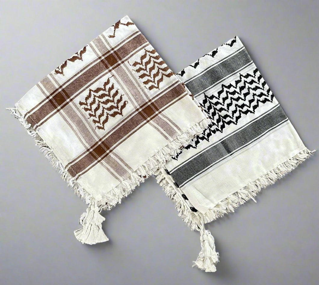 Keffiyeh Scarves- White Tassels