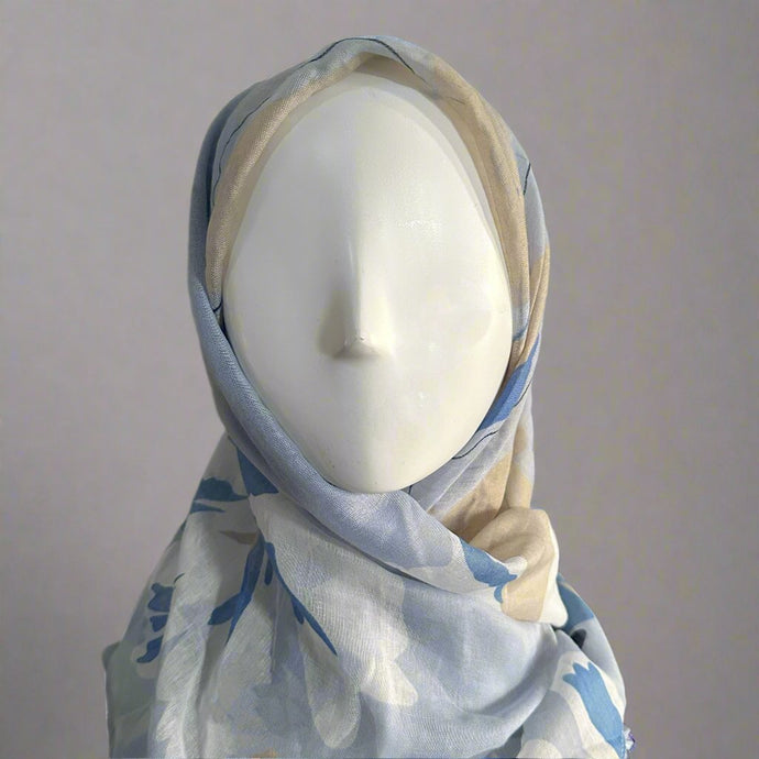 Printed Viscose Scarves - Light Blue