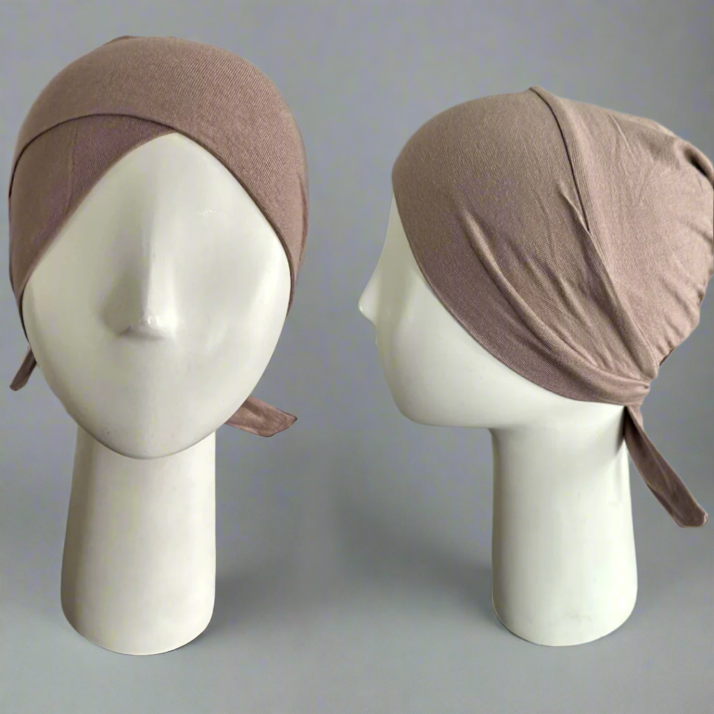 Cross Front Tie Back Under Caps- Pale Plum